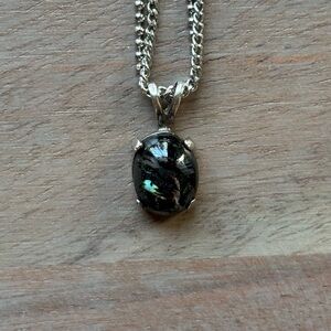Dainty Nuummite Silver Pendant
